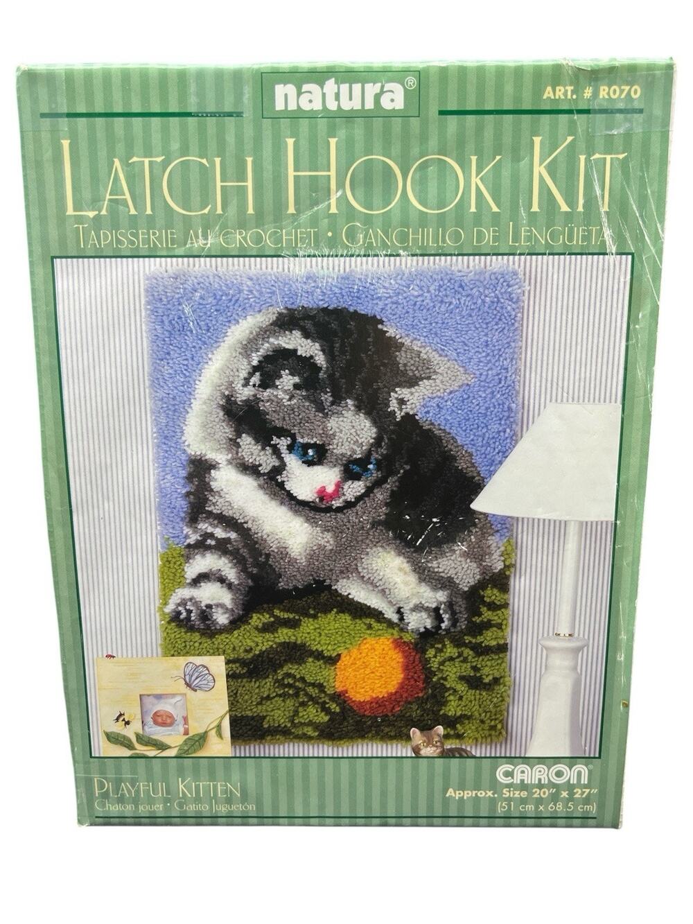 Caron Latch Hook Kit Playful Kitten Rug 20x27 New Open Box